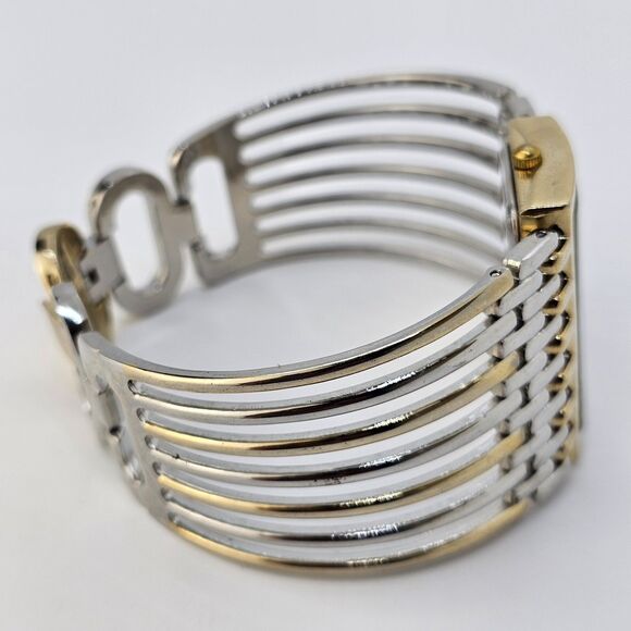 Geneva Watch Women 40MM Gold Dial Gold Gray Tone Bracelet Band 7.5" New Battery - Picture 12 of 15